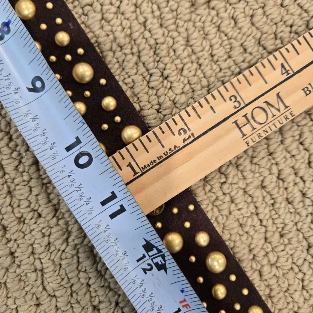 Studded Brown Gold Womens Belt Unmarked Biker 33